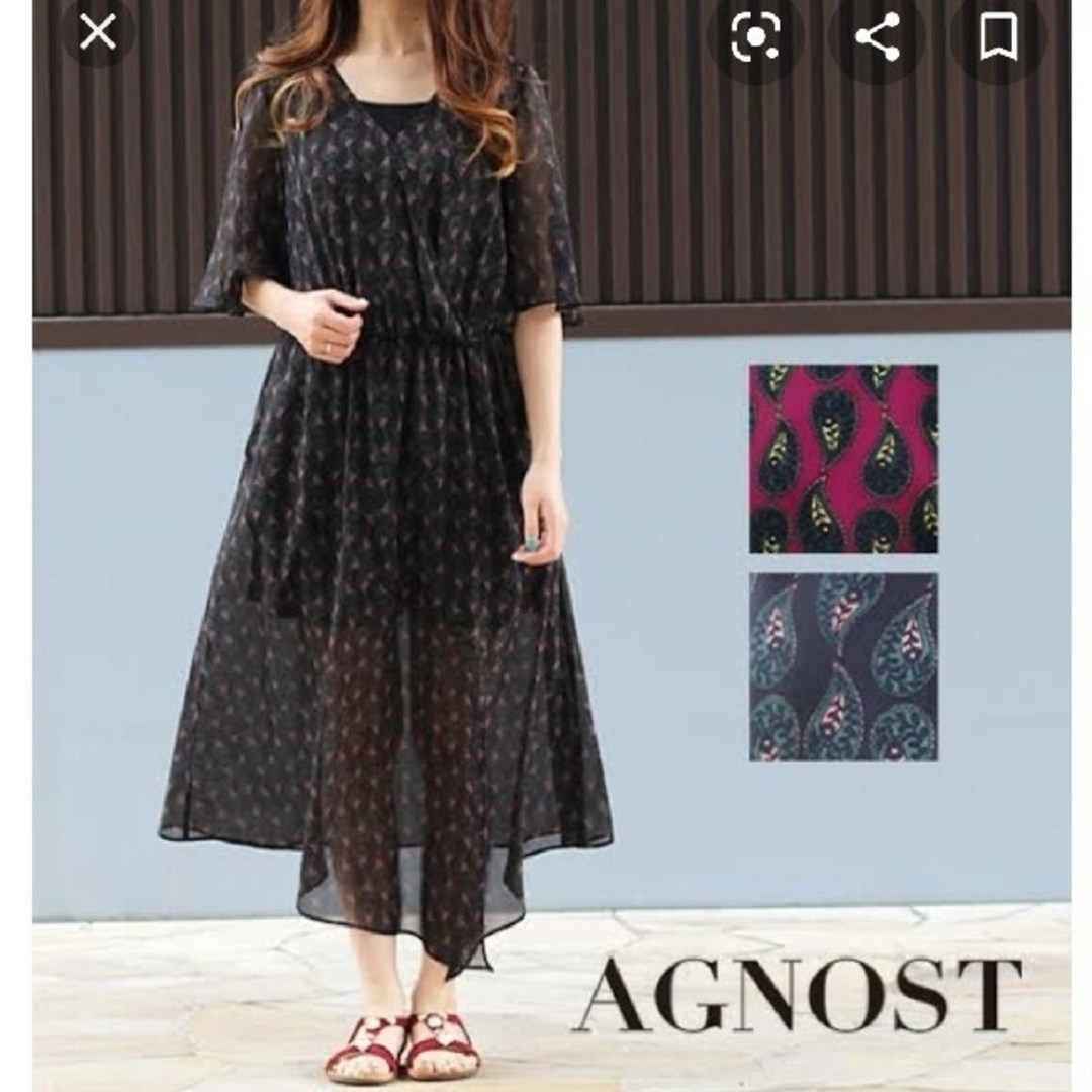 AGNOST(アグノスト)の新品未使用☆アグノスト AGNOST シフォンペイズリーカシュクールアシメワンピ レディースのワンピース(ひざ丈ワンピース)の商品写真