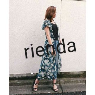 リエンダ(rienda)の新品未使用☆リエンダ rienda シフォンフラワーフリルガウン ワンピース(カーディガン)