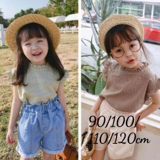 セール♥夏服120　ノースリーブ　チェックシャツ　女の子　韓国　子供服　子ども服(ブラウス)