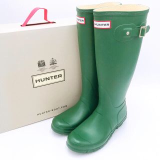 ハンター(HUNTER)のハンター HUNTER レディース ブーツ 長靴 グリーン 24cm 未使用品(レインブーツ/長靴)