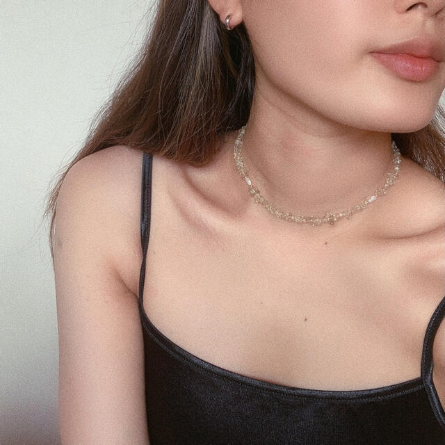 Lemon quartz choker necklace☼~ ハンドメイドのアクセサリー(ネックレス)の商品写真