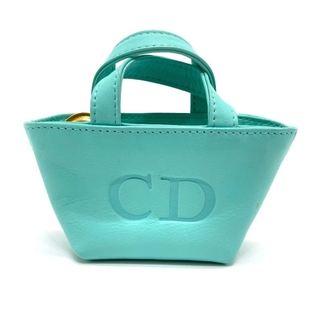 ディオール(Dior)のディオール Dior マイクロバッグ CDロゴ ミニポーチ チャーム ハンドバッグ レザー ターコイズブルー×ゴールド金具(ハンドバッグ)