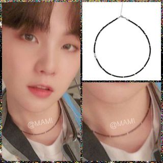 ボウダンショウネンダン(防弾少年団(BTS))の💜BTS 防弾少年団 シュガ 黑＆シルバー ビーズ ネックレス💜SUGA(ネックレス)