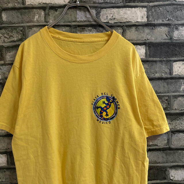 【古着】Playa Carmen Tシャツ　イエロー　バックプリント メンズのトップス(Tシャツ/カットソー(半袖/袖なし))の商品写真
