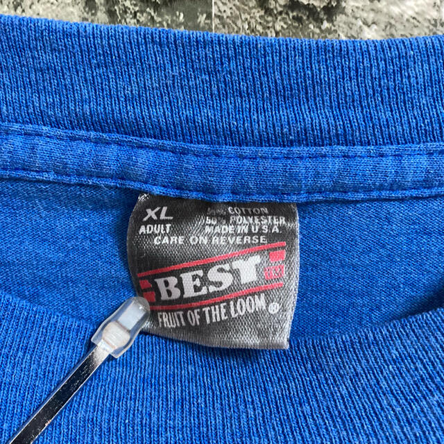 【古着】90’s USA製　mustangs ビンテージ　tシャツ　XL ブルー メンズのトップス(Tシャツ/カットソー(半袖/袖なし))の商品写真
