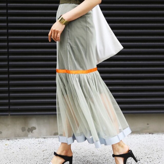 AMERI GROSGRAIN TAPE TIERED SKIRT スカート