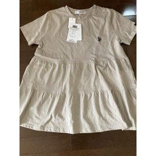 シマムラ(しまむら)の新品タグ付き　ポロアッスン  U.S.POLO ティアードTシャツ　ベージュM(Tシャツ(半袖/袖なし))