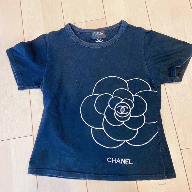 美品 CHANEL ロゴレース Tシャツ カットソー ブラック シャネル-