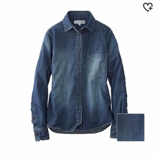 ユニクロ(UNIQLO)のイネス　デニムシャツ　綿100% シャツ　デニム　コットン　ブラウス(シャツ/ブラウス(長袖/七分))