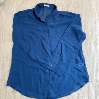 ジーユー(GU)のシースルーシャツ　シアーシャツ　くすみカラー　LLサイズ(シャツ/ブラウス(長袖/七分))