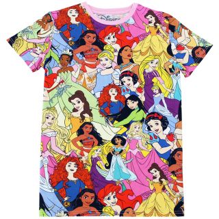 ディズニー(Disney)の【レア】ディズニープリンセス 大集合総柄プリントTシャツ Cakeworthy(Tシャツ/カットソー(半袖/袖なし))