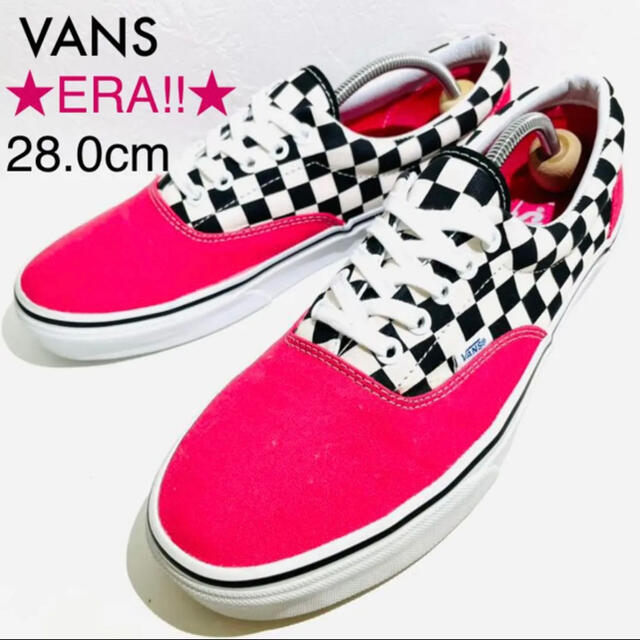 VANS(ヴァンズ)のVANS ERA/バンズ エラ★ピンク×黒白チェッカーフラッグ★28.0cm メンズの靴/シューズ(スニーカー)の商品写真