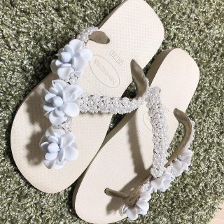 ハワイアナス(havaianas)のみどりんさま専用♡bijumam♡ビジュマム♡ビジューサンダル♡ブライダル♡(サンダル)