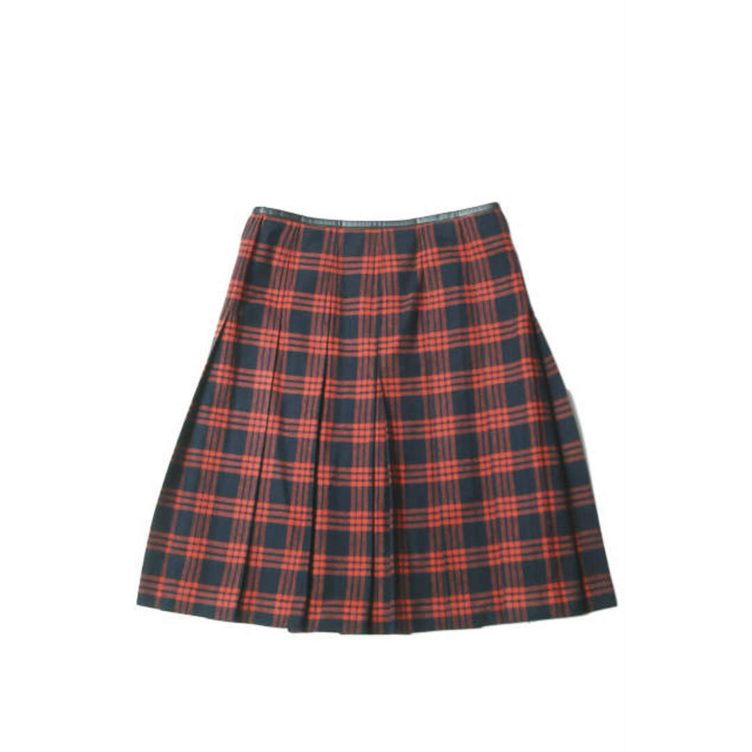 beautiful people(ビューティフルピープル)のbeautiful people ビューティフルピープル 日本製 14AW fine flannel check back pleats skirt ファインフランネルチェックバックプリーツスカート 1430107001 38 ネイビー チェック  ボトムス【中古】【beautiful people】 レディースのスカート(ひざ丈スカート)の商品写真