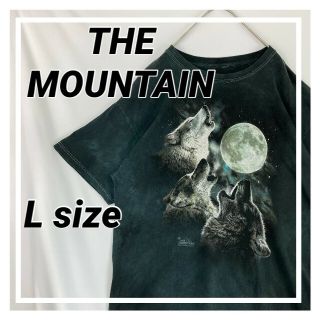 【USA古着】THE MOUNTAIN 狼　プリント　ビッグ　Tシャツ　タイダイ(Tシャツ/カットソー(半袖/袖なし))