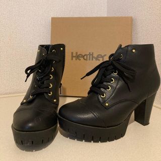 ヘザー(heather)のHeather レースアップブーツ 黒(ブーツ)