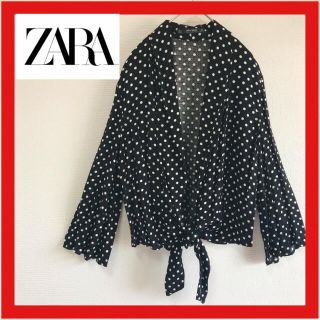 ザラ(ZARA)の未使用 ザラ ZARA 水玉 ジャケット 羽織 カットソー 長袖 春夏 黒(カットソー(長袖/七分))