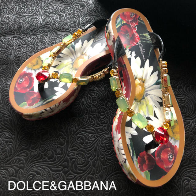 CELINE☆Dolce&Gabbana ビジュー付きトングサンダル…36☆