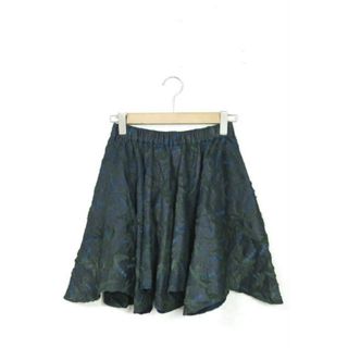 Julien David ジュリアンディビッド 日本製 3D Tropical Velvet skirt トロピカル柄 ベルベットイージースカート S ネイビー/グリーン ボトムス【中古】【Julien David】(ひざ丈スカート)