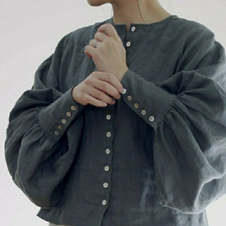 suzunone ○ Iinen gathered blouse(シャツ/ブラウス(長袖/七分))