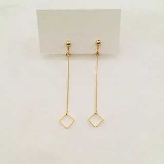 ハンドメイド ロングスクエアイヤリングピアス(ピアス)