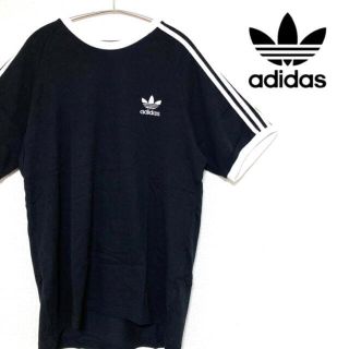 アディダス(adidas)の【美品】アディダスオリジナルス   tシャツ   半袖　刺繍ロゴ　白　黒　XL(Tシャツ/カットソー(半袖/袖なし))