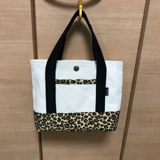 帆布トートバッグ ミニ ヒョウ柄 ハンドメイド(バッグ)