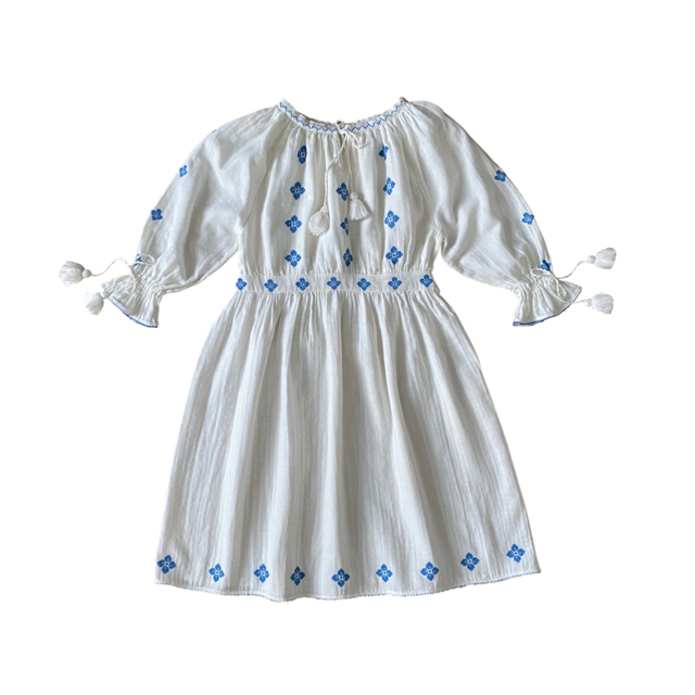 Bonpoint(ボンポワン)のLiiLu Folk dress 刺繍ワンピース　120 6y リール キッズ/ベビー/マタニティのキッズ服女の子用(90cm~)(ワンピース)の商品写真