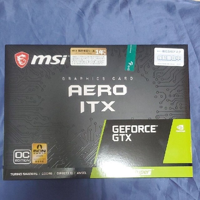 【返品送料無料】 新品未使用 MSI OC AERO SUPER 1660 GTX GEFORCE PCパーツ
