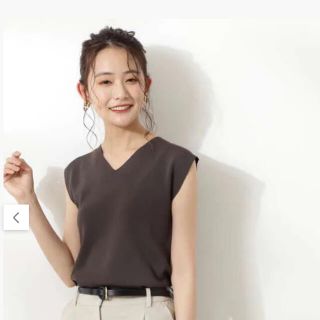 エヌナチュラルビューティーベーシック(N.Natural beauty basic)のN.   総針Vネックノースリーブニット　トープ(カットソー(長袖/七分))