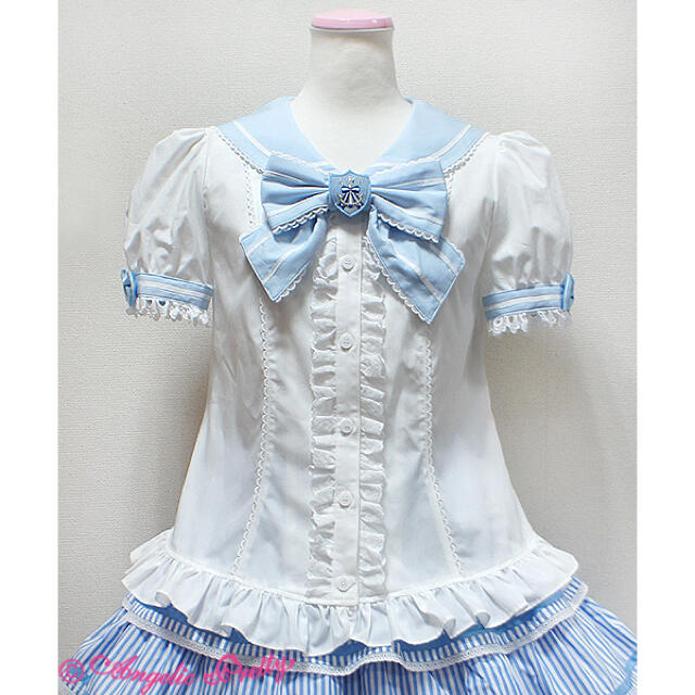 Angelic Pretty(アンジェリックプリティー)の定価  １万4904円●送料無料●アンジェリックプリティー●水色セーラーブラウス レディースのトップス(シャツ/ブラウス(半袖/袖なし))の商品写真