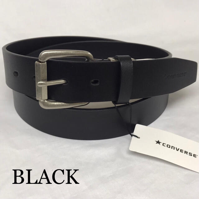 CONVERSE(コンバース)の新品 CONVERSE コンバース  レザー 革 メンズ ベルト 黒 メンズのファッション小物(ベルト)の商品写真