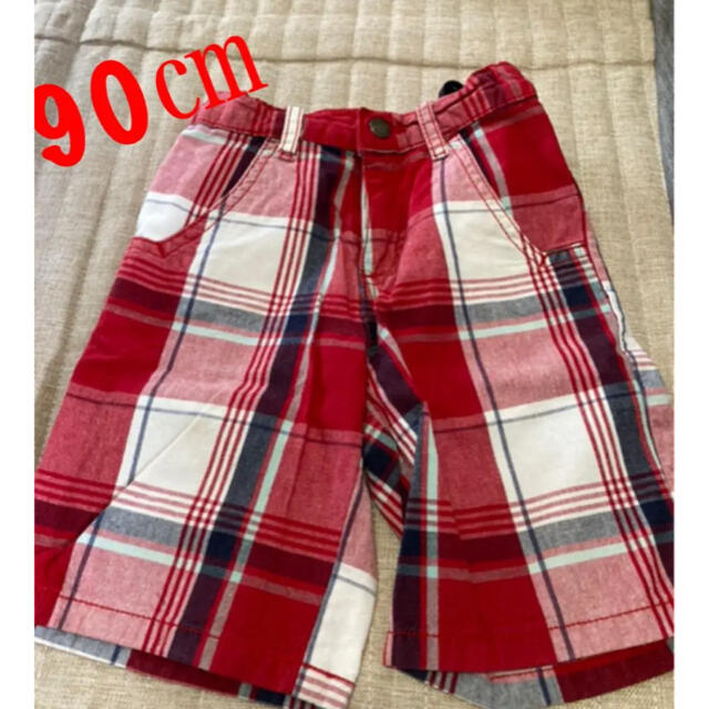 赤のチェックパンツ　90㎝　男の子 キッズ/ベビー/マタニティのキッズ服男の子用(90cm~)(パンツ/スパッツ)の商品写真