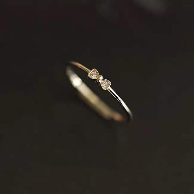 【可愛いリボン】天然ダイヤモンド リング リング(指輪)