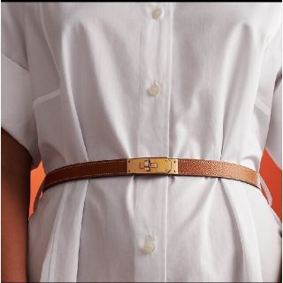 【HERMES】エルメス　ワンピース ドレス　ネックベルト　ブラウン系