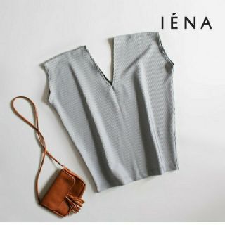 イエナ(IENA)のイエナ IENA■カットソー フレンチスリーブ ストライプ グレー(カットソー(半袖/袖なし))