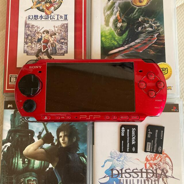 PSP3000（赤）&ソフト&メモリーカードセット - 携帯用ゲーム機本体