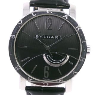 ブルガリ(BVLGARI)の【BVLGARI】ブルガリ ブルガリブルガリ BB41SL ステンレススチール×レザー 手巻き パワーリザーブ メンズ 黒文字盤 腕時計(腕時計(アナログ))