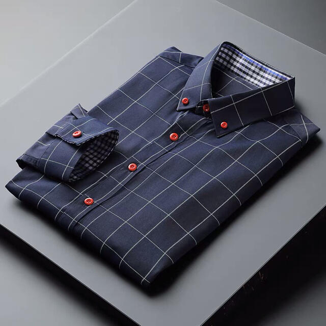 新品 メンズ シャツ ネイビー チェック 長袖シャツ ギンガム 新品 メンズ シャツ ネイビー チェック 長袖シャツ ギンガム
