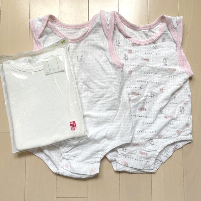 UNIQLO(ユニクロ)の新品⭐︎90肌着ユニクロ他3枚セット キッズ/ベビー/マタニティのキッズ服女の子用(90cm~)(下着)の商品写真