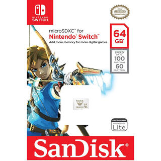 ニンテンドースイッチ(Nintendo Switch)の任天堂 スイッチ 推奨  マイクロsdカード 64GB サンディスク(その他)
