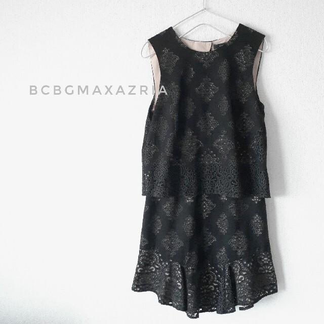 BCBGMAXAZRIA(ビーシービージーマックスアズリア)のBCBGMAXAZRIA ノースリーブワンピース オールインワン カットワーク レディースのワンピース(ひざ丈ワンピース)の商品写真