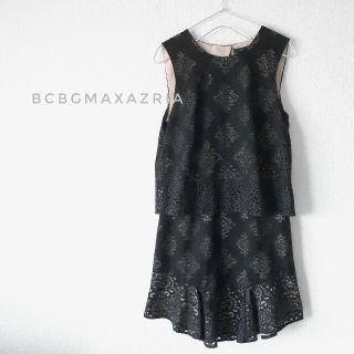 ビーシービージーマックスアズリア(BCBGMAXAZRIA)のBCBGMAXAZRIA ノースリーブワンピース オールインワン カットワーク(ひざ丈ワンピース)