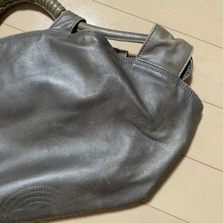 本物 名作 LOEWE ロエベ ナッパアイレ レザーハンドバッグ シルバーグレー