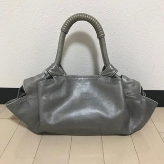 本物 名作 LOEWE ロエベ ナッパアイレ レザーハンドバッグ シルバーグレー