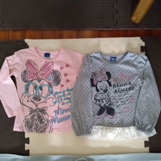 ディズニー(Disney)のミニーちゃん 長袖Tシャツカットソー 2枚セット ミニーマウス(Tシャツ/カットソー)