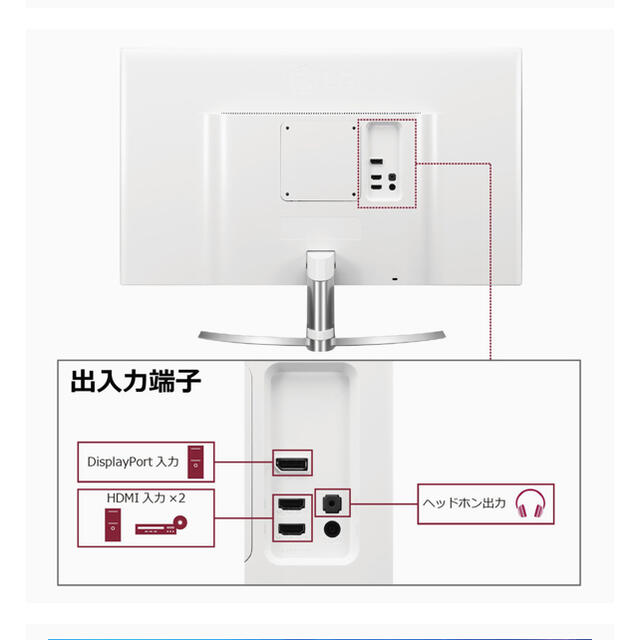 LG Electronics(エルジーエレクトロニクス)の専用　　LG 27インチ 4K ディスプレイ 27UD68-W スマホ/家電/カメラのPC/タブレット(ディスプレイ)の商品写真