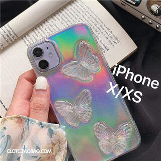 ★iPhoneケース　クリア　蝶々　iPhoneX / Xs(iPhoneケース)
