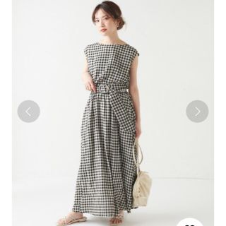 ナチュラルクチュール(natural couture)の変形べっ甲ベルト涼しげワンピース(ロングワンピース/マキシワンピース)