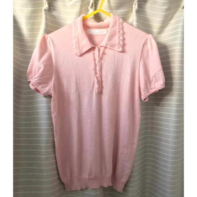 PINK HOUSE(ピンクハウス)のPINK HOUSE  シルク混　ピンクポロシャツ レディースのトップス(カットソー(半袖/袖なし))の商品写真